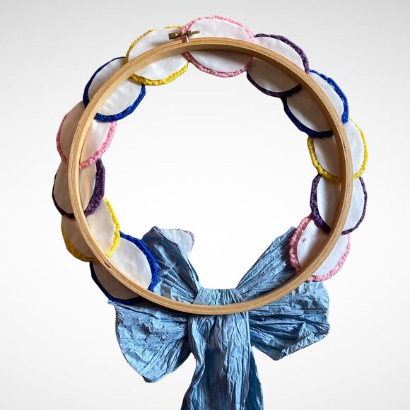 Pattern Yarn Art Eggs with Bunny Rabbit 2-different Embroidery Hoop Wreaths - Picture 9 of 9